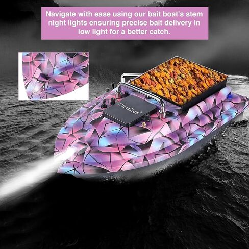 Bait Boat for Fishing, Remote Controlled Bait Delivery Vessel with 2.4GHz Control, 328yd Range, 4.4lbs Capacity, Dual Brushless Motors, 4-Hour Runtime, Rugged ABS Hull, Low Voltage Return Alarm in Saudi Arabia