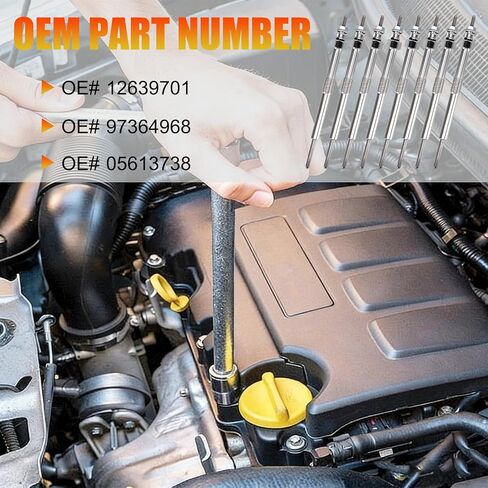 12639701 شمعات توهج الديزل 9G متوافقة مع Duramax Chevy GMC LBZ LLY LML LMM LGH 6.6L، 2006-2016 Silverado Sierra 2500HD 3500HD، Express Savana 2500 3500 استبدال # 97364968 05613738، 8 قطع in Kuwait