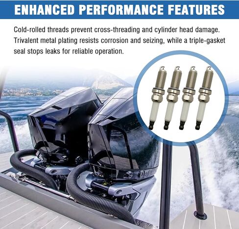 4-Pack LKAR7C-9 Iridium Spark Plug – Fits Mercury Outboard Motors 175-300 HP, 450R V6/V8 4-Stroke Outboards – Replaces 93961, 8M0135348, 33-8M0135348 in Kuwait