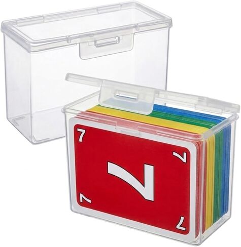 Dimore 2 Pack Clear Playing Card Case - High Capacity Plastic Game Card Storage Box for UNO & Standard Cards, Upgraded Deck Holder with Secure Snap Closure (NO CARDS) (2 Pack (4.1" x 2.5" x 1.5")) in Saudi Arabia