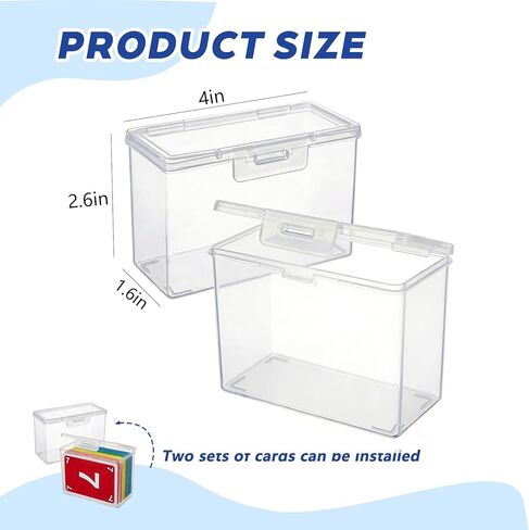 Dimore 2 Pack Clear Playing Card Case - High Capacity Plastic Game Card Storage Box for UNO & Standard Cards, Upgraded Deck Holder with Secure Snap Closure (NO CARDS) (2 Pack (4.1" x 2.5" x 1.5")) in Saudi Arabia