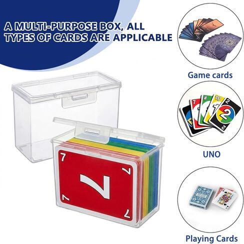 Dimore 2 Pack Clear Playing Card Case - High Capacity Plastic Game Card Storage Box for UNO & Standard Cards, Upgraded Deck Holder with Secure Snap Closure (NO CARDS) (2 Pack (4.1" x 2.5" x 1.5")) in Saudi Arabia