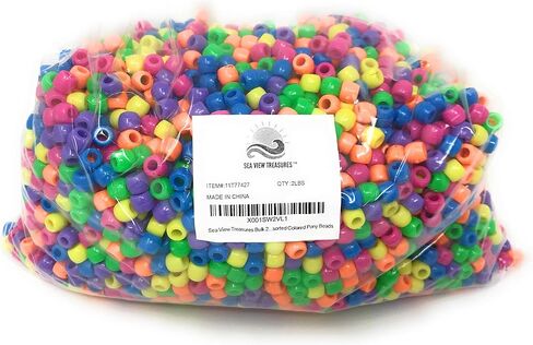 Bulk 2 lb Pack of Assorted Colored Pony Beads - Approx 4000 Beads - Perfect Classroom, Church or School Pack in Kuwait