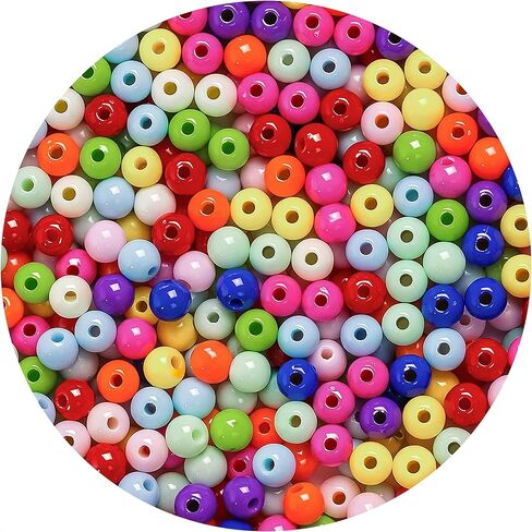 2000 Pcs Plastic Pony Beads, Bright Multicolor 0.24 in Craft Mix for Jewelry Making, DIY Bracelets and Necklaces, Round Plastic Beads with 1 mm Hole for Handmade Decor and DIY Bulk Accessories Pack in Kuwait