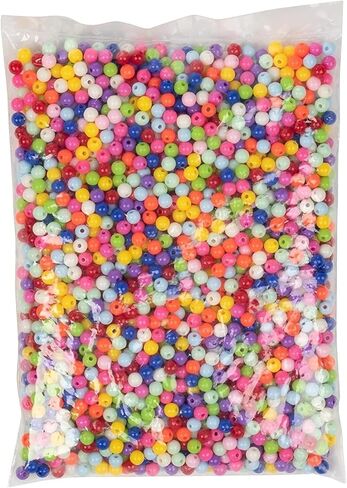 2000 Pcs Plastic Pony Beads, Bright Multicolor 0.24 in Craft Mix for Jewelry Making, DIY Bracelets and Necklaces, Round Plastic Beads with 1 mm Hole for Handmade Decor and DIY Bulk Accessories Pack in Kuwait