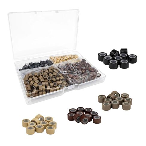 800pcs 5mm Hair Extensions Beads, Silicone Lined Beads, Multi-Color microlink beads for I-Tip, Weft Sew-In & Hair Tinsel, Microlink Hair Extension Tools in Saudi Arabia