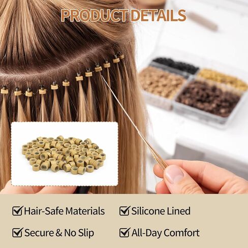 800pcs 5mm Hair Extensions Beads, Silicone Lined Beads, Multi-Color microlink beads for I-Tip, Weft Sew-In & Hair Tinsel, Microlink Hair Extension Tools in Saudi Arabia