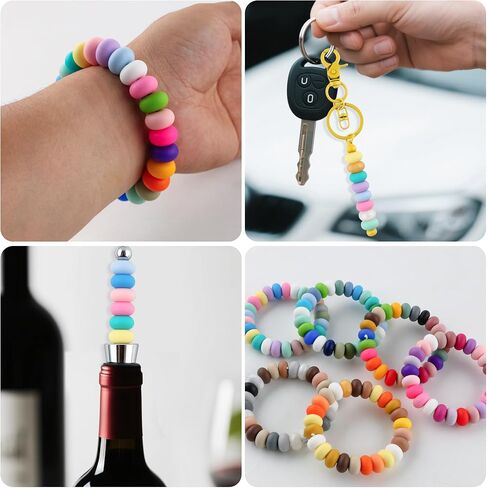 170pcs 14mm Silicone Abacus Beads for Keychain Making Mix Color Lentil Silicone Beads for Pens and Bracelet Crafts(Multicolor Bright) in Saudi Arabia