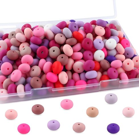 170pcs 14mm Silicone Abacus Beads for Keychain Making Mix Color Lentil Silicone Beads for Pens and Bracelet Crafts(Multicolor Bright) in Saudi Arabia