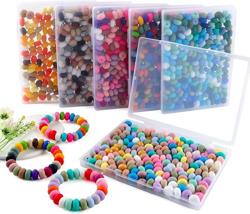 170pcs 14mm Silicone Abacus Beads for Keychain Making Mix Color Lentil Silicone Beads for Pens and Bracelet Crafts(Multicolor Bright) in Saudi Arabia