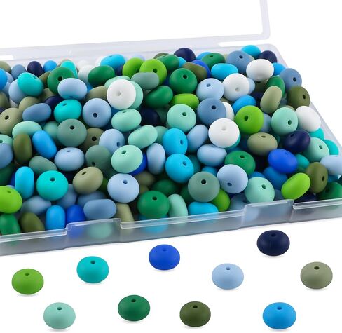 170pcs 14mm Silicone Abacus Beads for Keychain Making Mix Color Lentil Silicone Beads for Pens and Bracelet Crafts(Multicolor Bright) in Saudi Arabia