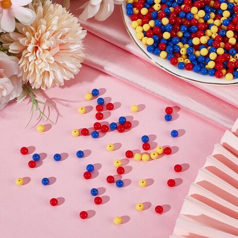 1 Box 1500PCS 6MM Candy Color Round Acrylic Beads with Holes Opaque Easter Red Blue Yellow Spacer Small Smooth Loose Bead Bulk for Jewelry Making Christmas Bracelets DIY Craft Supplies in Saudi Arabia