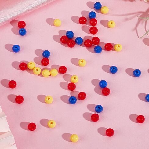 1 Box 1500PCS 6MM Candy Color Round Acrylic Beads with Holes Opaque Easter Red Blue Yellow Spacer Small Smooth Loose Bead Bulk for Jewelry Making Christmas Bracelets DIY Craft Supplies in Saudi Arabia