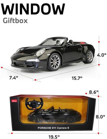 RASTAR 47700 1/12 Porsche RC Car - Officially Licensed Porsche 911 Carrera S Catriolet Remote Control Car for Play and Display - Black in Saudi Arabia