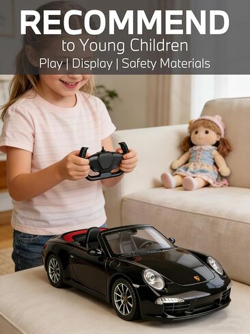 RASTAR 47700 1/12 Porsche RC Car - Officially Licensed Porsche 911 Carrera S Catriolet Remote Control Car for Play and Display - Black in Saudi Arabia