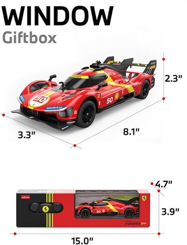RASTAR 10370 1/24 Officially Licensed Ferrari 499P Racing RC Car Model with 2.4GHz Remote, 2-Speed Switch, Openable Doors, Independent Suspension, Working Lights & DIY Labels for Play & Display - Gift in Saudi Arabia