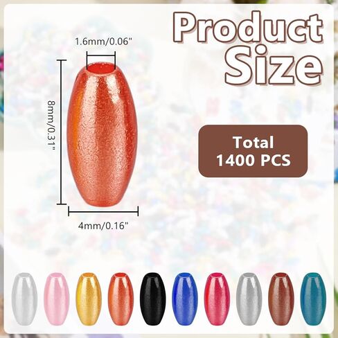 1400Pcs 0.3 Inch Oval Loose Beads Oat Rice Shape Spacer Pearls Small Colorful Imitation Pearl Beads Imitation Long Fresh Water Pearls Art Crafts Decoration for DIY Bracelet Necklace in Kuwait