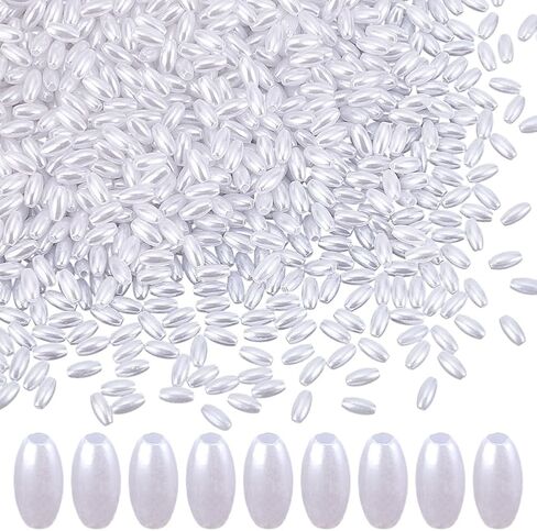 1400Pcs 0.3 Inch Oval Loose Beads Oat Rice Shape Spacer Pearls Small Colorful Imitation Pearl Beads Imitation Long Fresh Water Pearls Art Crafts Decoration for DIY Bracelet Necklace in Kuwait