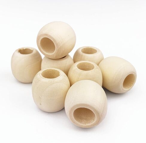 150 Unfinished Natural Barrel Wood Beads 17mm x 14mm Diameter 8mm Large Hole in Saudi Arabia