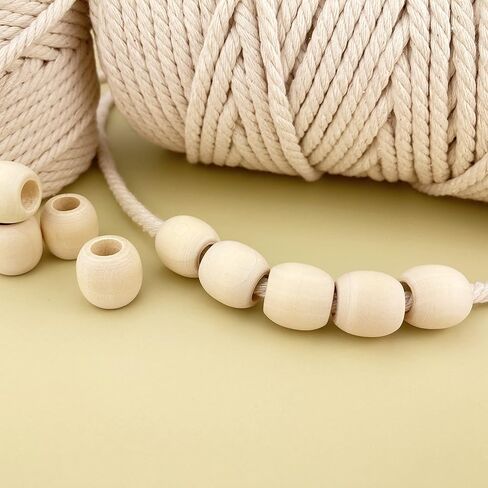 150 Unfinished Natural Barrel Wood Beads 17mm x 14mm Diameter 8mm Large Hole in Saudi Arabia
