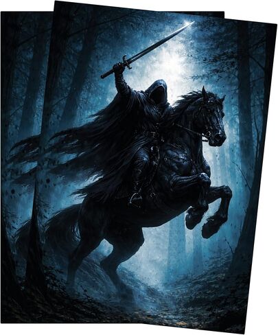 MTG Sleeves by Arcanum Industries, 103 Matte Card Sleeves for Magic The Gathering & TCG - Premium Shuffle Feel & Borderless Art with Black Interior (Wraith Rider) in Saudi Arabia