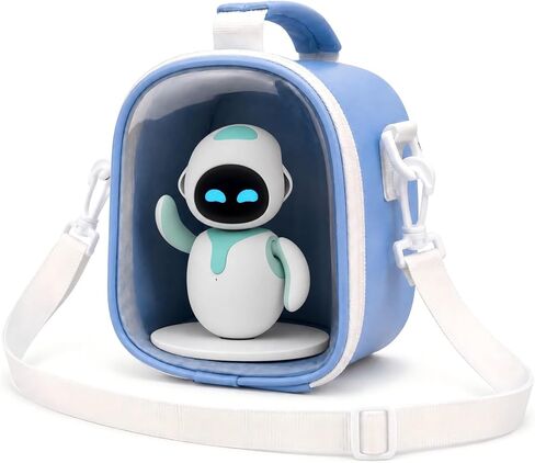 EMO AI Desktop Pet Carrying Case Compatible with ENERGIZE LAB Eilik Cute Tech Toy Robot, High-Density EPE Foam, Microfiber PU, Detachable Shoulder Strap（Blue） in Kuwait