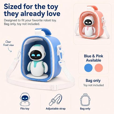 EMO AI Desktop Pet Carrying Case Compatible with ENERGIZE LAB Eilik Cute Tech Toy Robot, High-Density EPE Foam, Microfiber PU, Detachable Shoulder Strap（Blue） in Kuwait