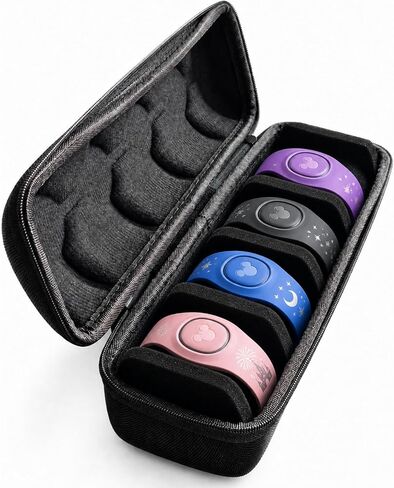 Compatible with Magic Band Case, EVA Shockproof and Dustproof, Stores Up to 4 Magic Bands, Travel-Friendly Black Storage Box with Handle in Saudi Arabia