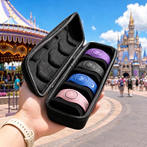 Compatible with Magic Band Case, EVA Shockproof and Dustproof, Stores Up to 4 Magic Bands, Travel-Friendly Black Storage Box with Handle in Saudi Arabia