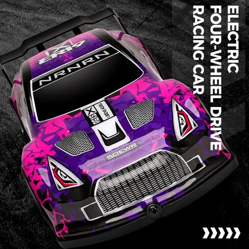 WLtoys 1:22 Scale RC Drift Car, 2.4GHz 4-Wheel Drive Rechargeable Electric Vehicle with LED Lights, Racing Tires, Racing Car Toy for Adults Teens (Purple) in Saudi Arabia