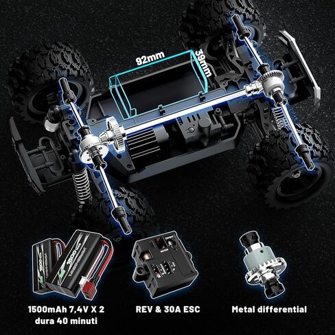 RC Cars 1:18 Scale 4WD Off-Road Fast Monster Truck, 36KPH High Speed Remote Control Car, Oil-Filled Shocks, Dual Body Shells, Portable for Outdoor Fun, 7.4V 1500mAh Batteries, 2.4GHz RC Truck in Saudi Arabia