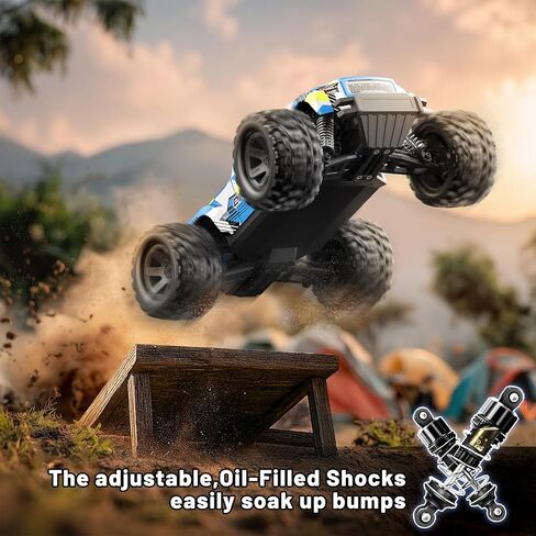 RC Cars 1:18 Scale 4WD Off-Road Fast Monster Truck, 36KPH High Speed Remote Control Car, Oil-Filled Shocks, Dual Body Shells, Portable for Outdoor Fun, 7.4V 1500mAh Batteries, 2.4GHz RC Truck in Saudi Arabia