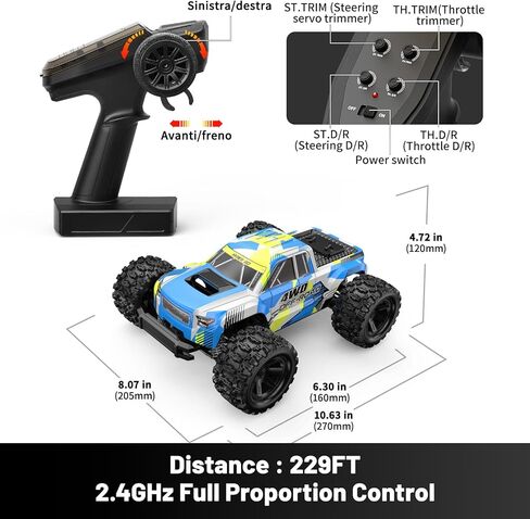 RC Cars 1:18 Scale 4WD Off-Road Fast Monster Truck, 36KPH High Speed Remote Control Car, Oil-Filled Shocks, Dual Body Shells, Portable for Outdoor Fun, 7.4V 1500mAh Batteries, 2.4GHz RC Truck in Saudi Arabia