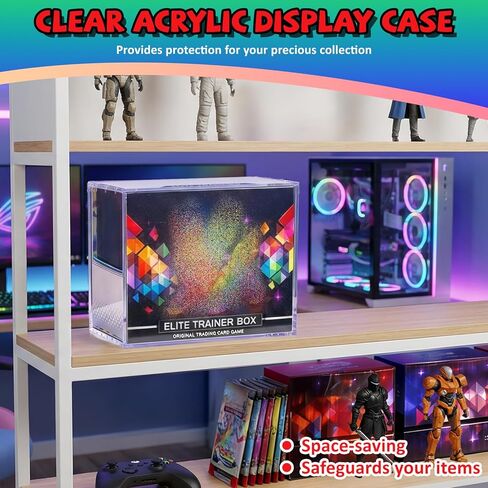 Acrylic ETB Protector Case, 8+5mm Thick with Magnetic Lid Clear Display Storage Box, Compatible with Elite Trainer Box, UV Protection & Dustproof PKMN ETB Case, Internal Size:7.5" x 3.6" x 6.6" in Saudi Arabia