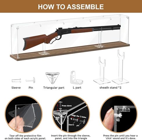49" Acrylic Rifle Display Case - Tabletop Gun Cabinets for Rifles & Shotguns, Saber, Sword or Golf Club Cabinet Rack Putter Shadow Box in Saudi Arabia