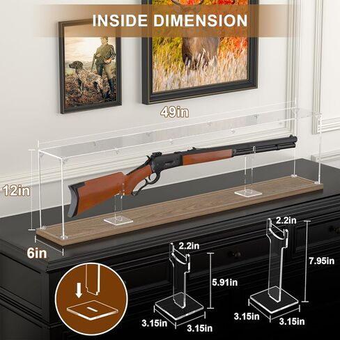 49" Acrylic Rifle Display Case - Tabletop Gun Cabinets for Rifles & Shotguns, Saber, Sword or Golf Club Cabinet Rack Putter Shadow Box in Saudi Arabia