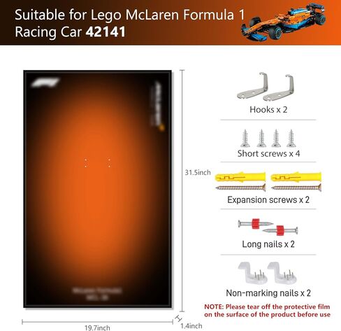 لوحة حائط عرض Joodyyoo لـ Lego McLaren F1 42141، لوحة فنية جدارية لحامل جدار السيارة Lego F1، فكرة هدية، ديكور منزلي (السيارة غير متضمنة، بدون أضواء) in Kuwait
