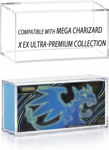 حافظة عرض أكريليك متوافقة مع مجموعة Pokemon Mega CHARZRD X ex فائقة الجودة للحماية من الأشعة فوق البنفسجية بسمك 5 مم مع غطاء مغناطيسي قابل للتكديس صندوق أكريليك UPC in Kuwait
