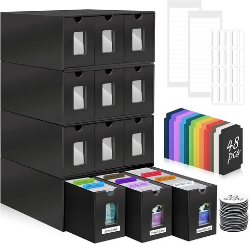 Trading Card Storage Box for Commander Display, 12000+ Bulk Card Storage, Card Deck Box Cardboard with 48 Dividers, Trading Card Collection Box Fit for MTG, TCG, PTCG, Sport Cards and Baseball Cards in Kuwait