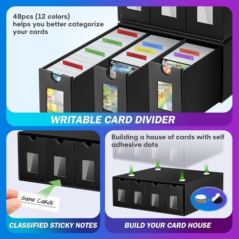 Trading Card Storage Box for Commander Display, 12000+ Bulk Card Storage, Card Deck Box Cardboard with 48 Dividers, Trading Card Collection Box Fit for MTG, TCG, PTCG, Sport Cards and Baseball Cards in Kuwait