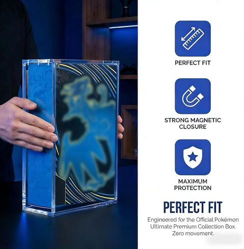 حافظة عرض أكريليك متوافقة مع مجموعة Mega Charizard X ex Ultra-Premium | صندوق مغناطيسي عالي التحمل 8 مم + 5 مم لـ Terapagos و151 UPC | واقي تخزين مقاوم للغبار والأشعة فوق البنفسجية in Kuwait