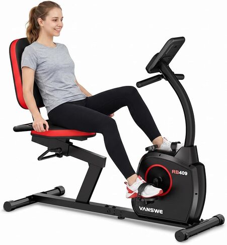 VANSWE Recumbent Exercise Bike, Recumbent Stationary Bikes for Home 400 LBS Weight Capacity, Exercise Bike for Home Seniors with Smart App and Bluetooth Connectivity, LED Display, Pulse Handle in Saudi Arabia