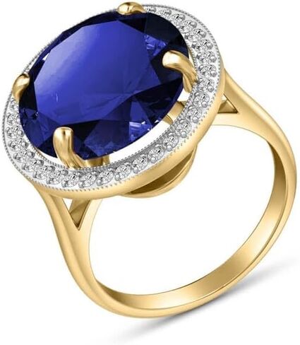 Galaxy Gold GG 14k. SOLID GOLD RING HALO DESIGN WITH NATURAL DIAMONDS & SAPPHIRE in Saudi Arabia