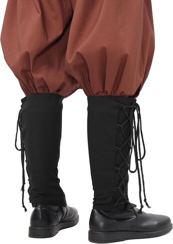 FURPHI Medieval Pirate Boot Covers with Side Lacing Linen Leg Covers Renaissance Steampunk Costume Accessories in Saudi Arabia