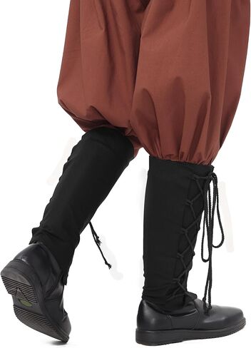 FURPHI Medieval Pirate Boot Covers with Side Lacing Linen Leg Covers Renaissance Steampunk Costume Accessories in Saudi Arabia