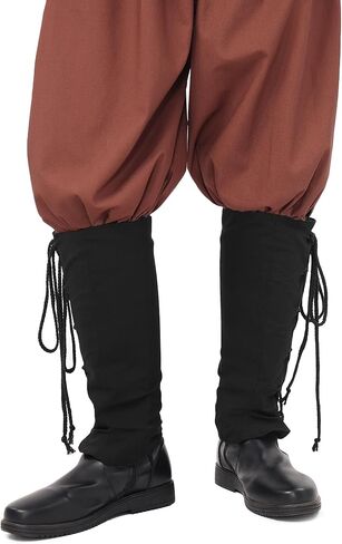 FURPHI Medieval Pirate Boot Covers with Side Lacing Linen Leg Covers Renaissance Steampunk Costume Accessories in Saudi Arabia