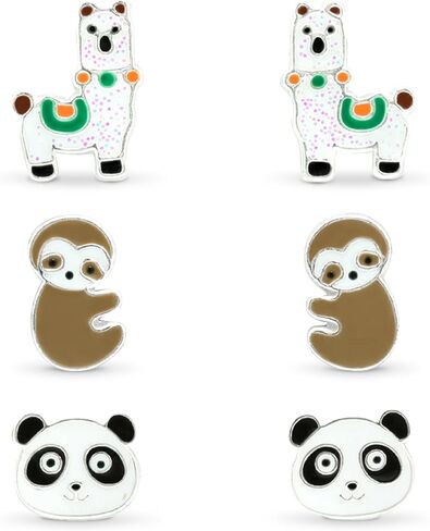 925 Sterling Silver Set of 3 Pairs Children's Cute Animal Stud Earrings in Saudi Arabia