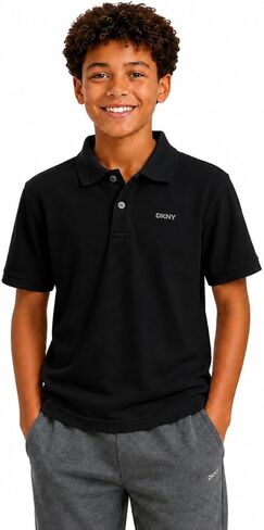 DKNY Boys Polo Shirt - Performance Golf Polo with Moisture Wicking Fabric, Short Sleeve Boys Golf Shirts (Sizes: 8-20) in Saudi Arabia