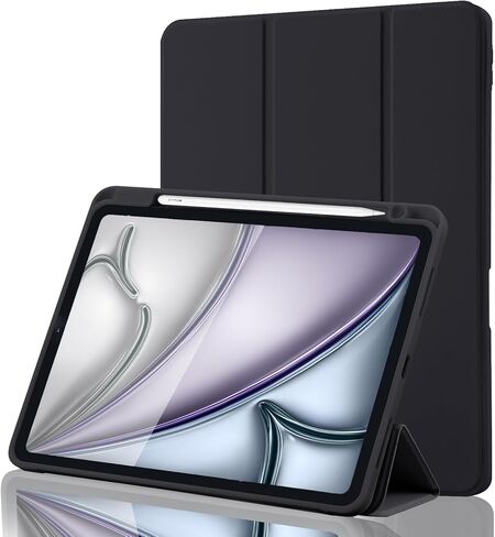 iPad Air 11 Inch Case 2024 / Air 6th 5th 4th Generation 2022/2020 10.9 Inch with Pencil Holder [Full Body Protection + Apple 2nd Pencil Charging and Auto Wake/Sleep] Smart Stand Case (Black) ﻿ in Saudi Arabia