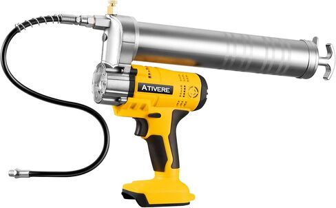 Lithium Battery Grease Gun Cordless for DeWalt 20V Max Battery (NO Battery) Yellow with 12" Spring Flex Hose, 10000 PSI High Pressure Quick Release Grease in Saudi Arabia